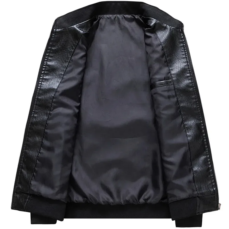 Men's Motorcycle Stand Collar PU Leather Jackets
