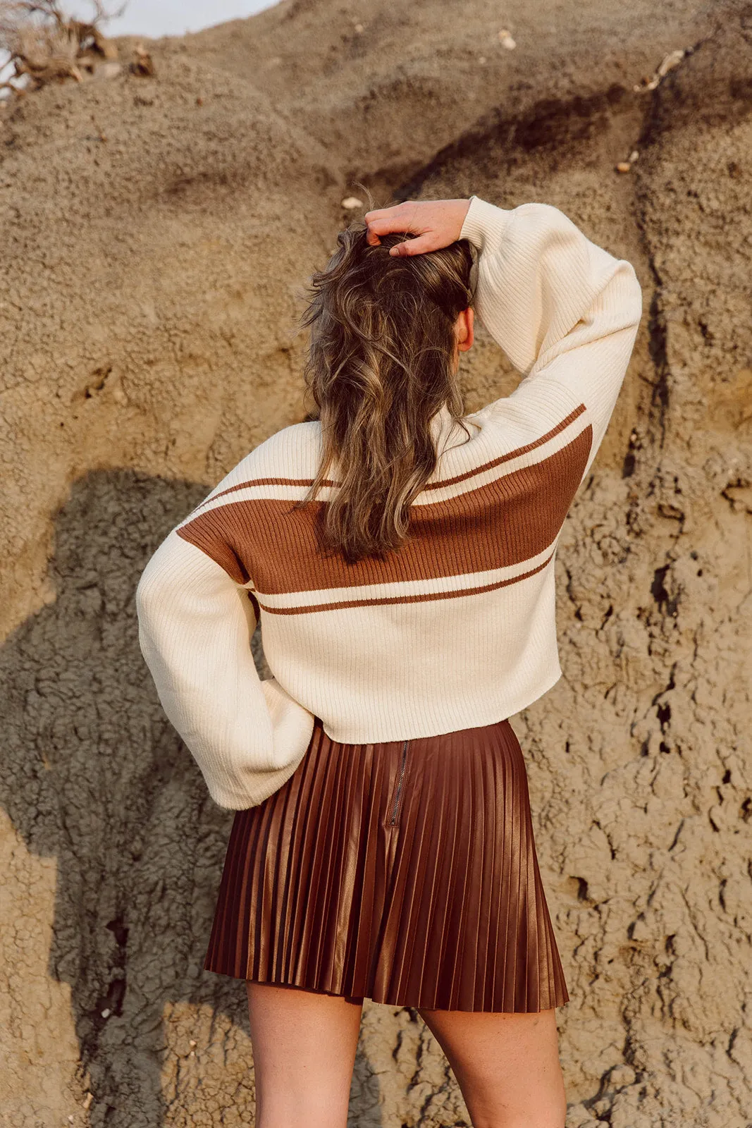 Natasha Pleated Faux Leather Skirt