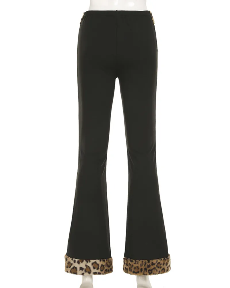 Patchwork Leopard Low-Rise Pants