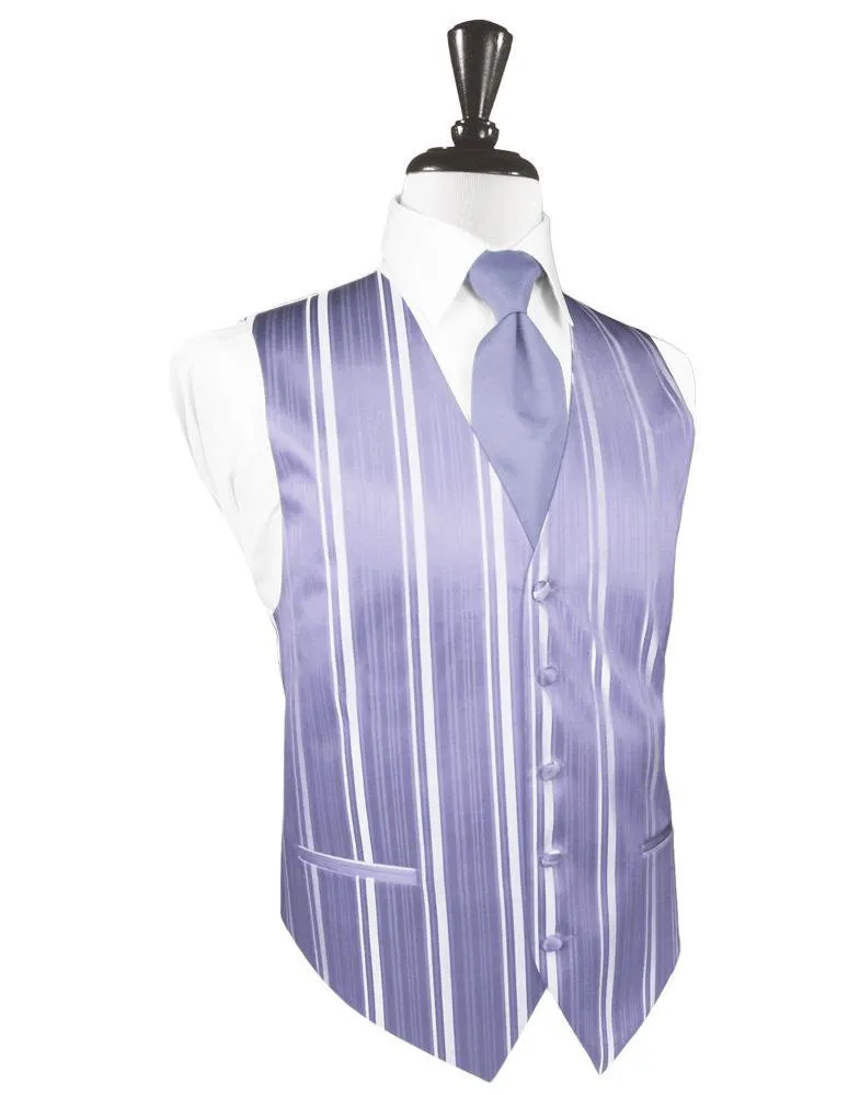 Periwinkle Striped Satin Tuxedo Vest