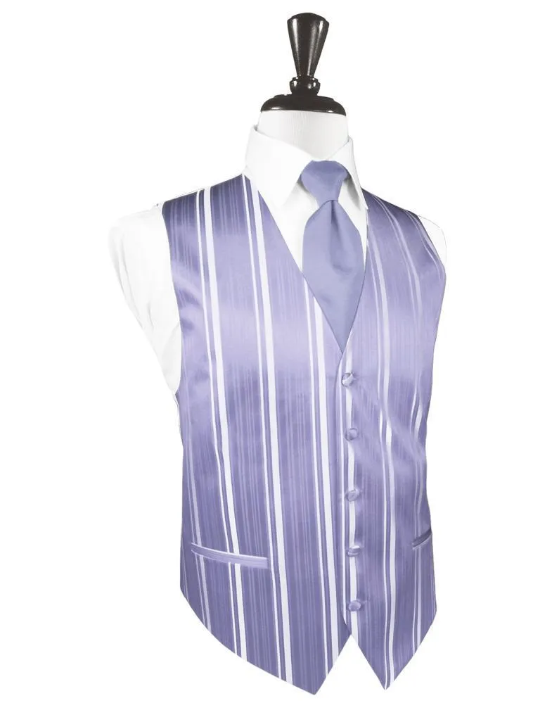 Periwinkle Striped Satin Tuxedo Vest
