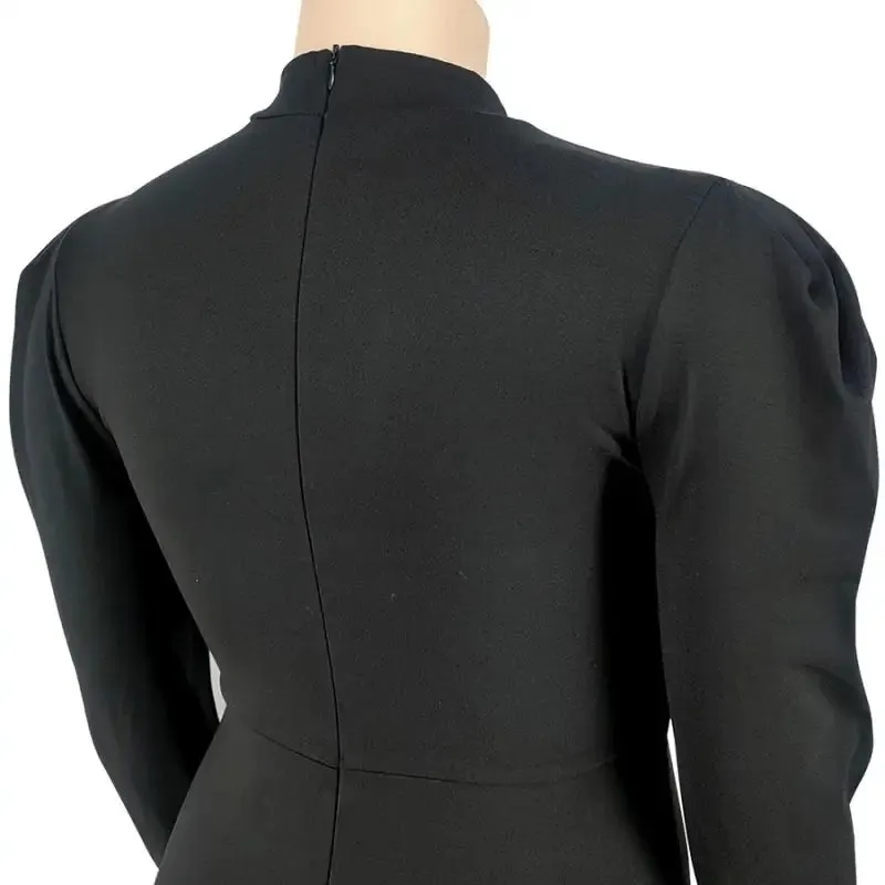 Plus Size In The Office Stretch Bow Zip-Up Jumpsuit