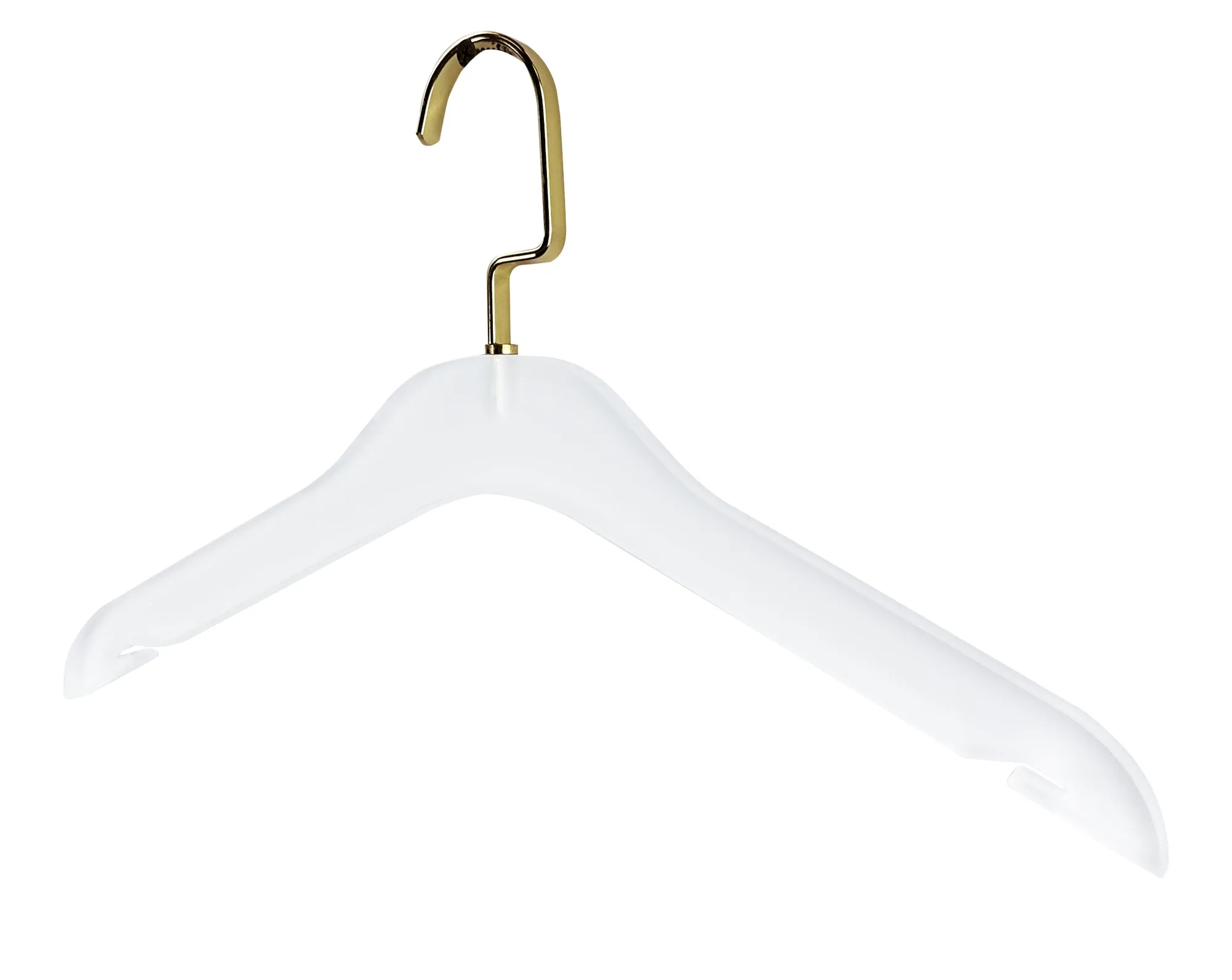 Simply Brilliant Pack of 10 Frosted Acrylic Hanger with Gold Hooks