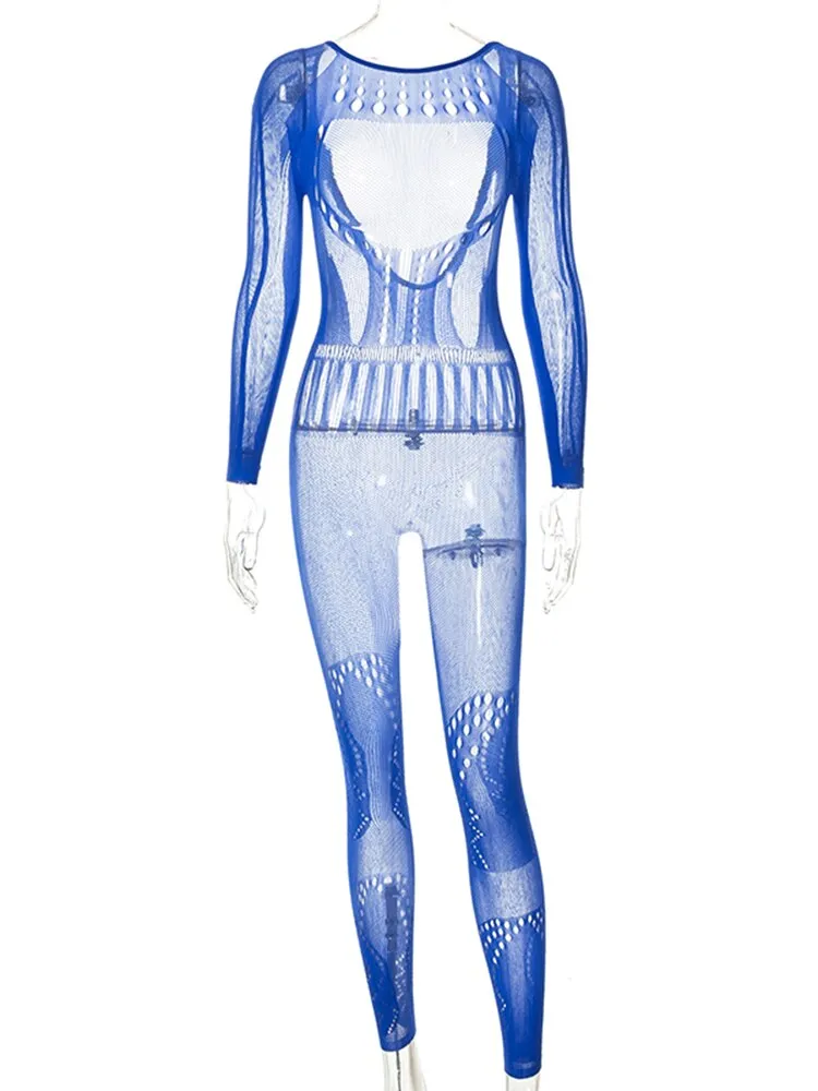 solid color Knitted Thin Long Sleeve Jumpsuit Romper