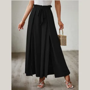 Tied Slit Wide Leg Pants