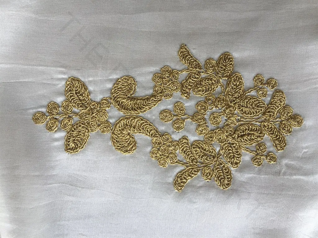 White Dori Work Uppada Silk Fabric