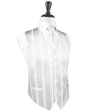 White Striped Satin Tuxedo Vest