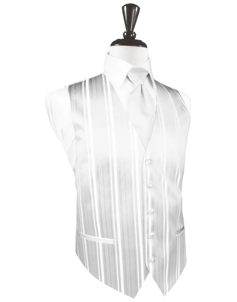 White Striped Satin Tuxedo Vest