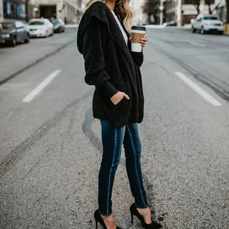 Women Autumn Jacket Coat Warm Faux Fur Soft Cardigan