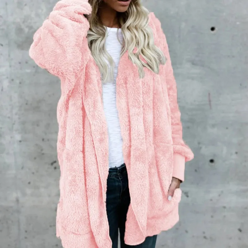 Women Autumn Jacket Coat Warm Faux Fur Soft Cardigan