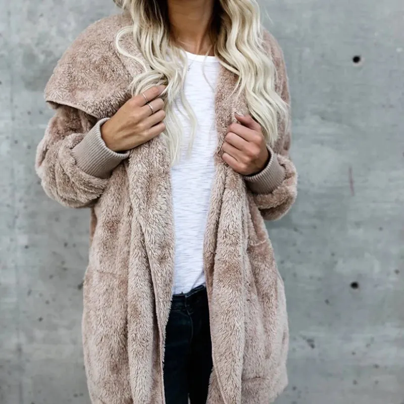 Women Autumn Jacket Coat Warm Faux Fur Soft Cardigan