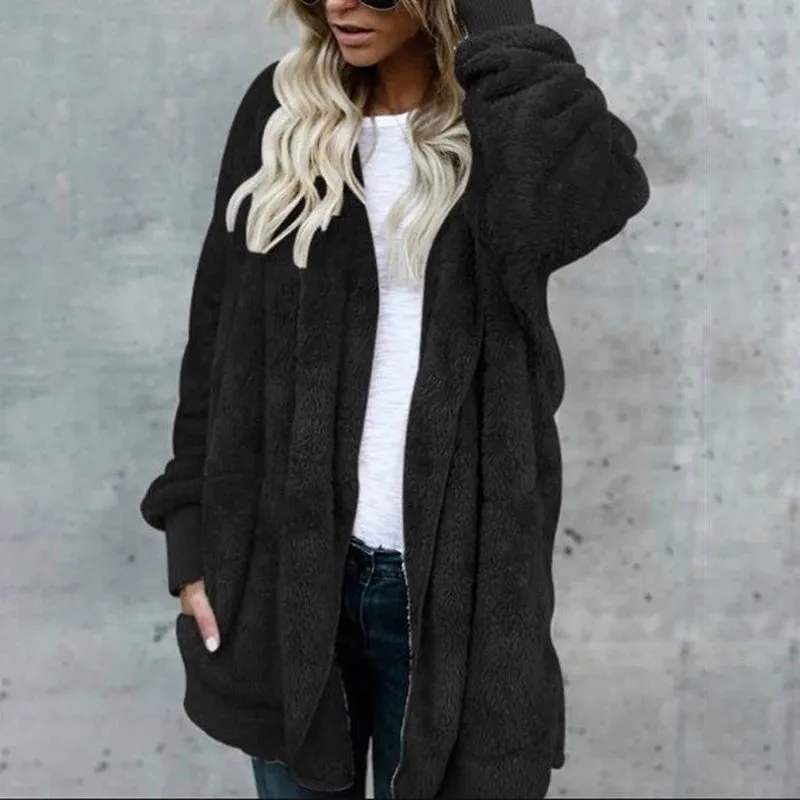 Women Autumn Jacket Coat Warm Faux Fur Soft Cardigan