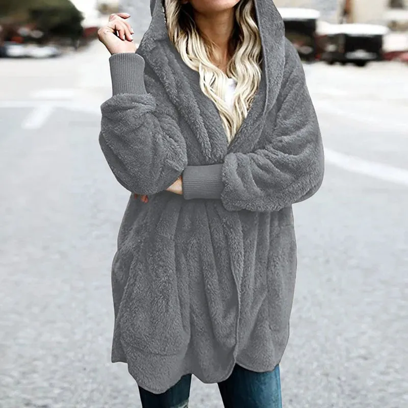 Women Autumn Jacket Coat Warm Faux Fur Soft Cardigan