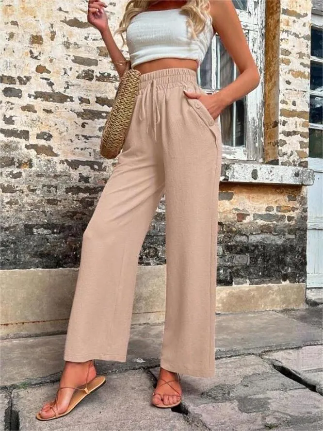 Women’s High Waist Wide Leg Pants with Pockets