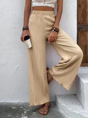 Women's Textured Loose Fit Wide Leg Pants