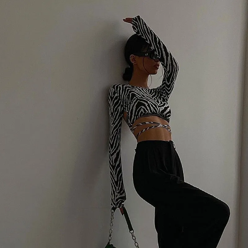 Zebra print backless top
