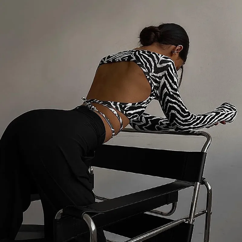 Zebra print backless top